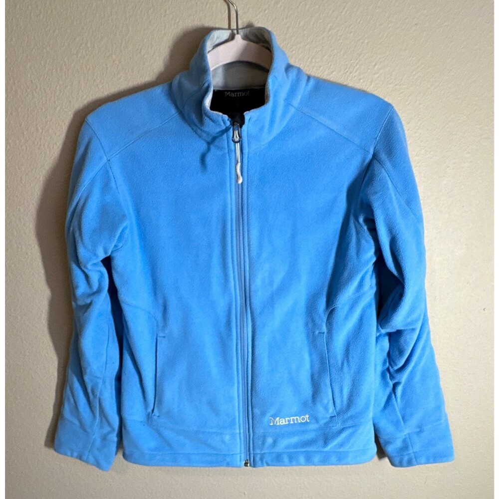 Marmot Women’s Blue Full Zip Jacket Pockets Logo Size S M 8309-5-MPT